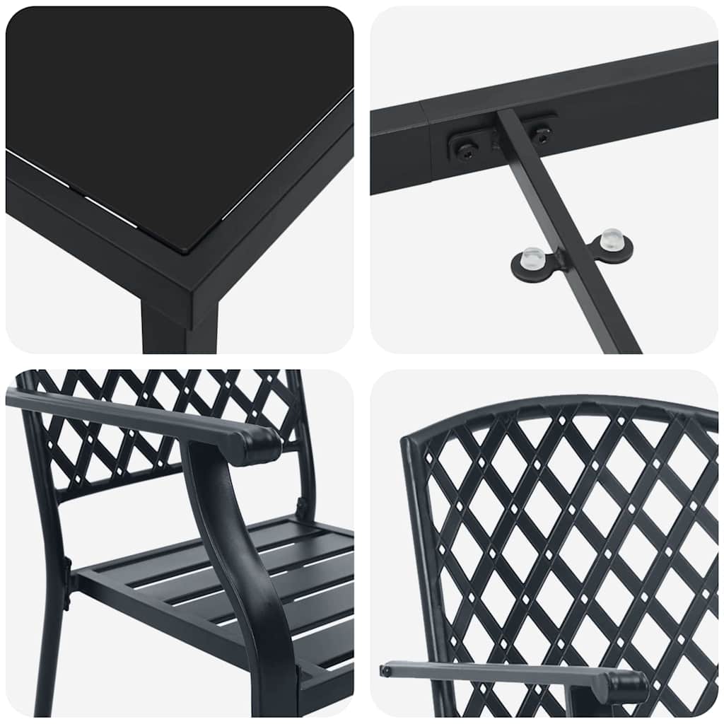 Vrtni set za objed 3 pcs Antracit Čelik s prahom premazan