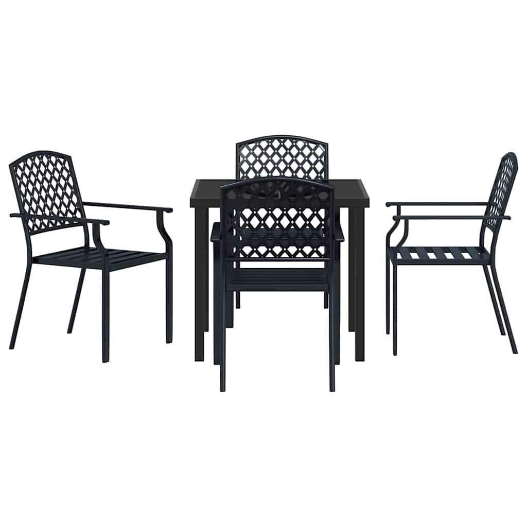 Vrtni set za objed 5 pcs Antracit Čelik s prahom premazan