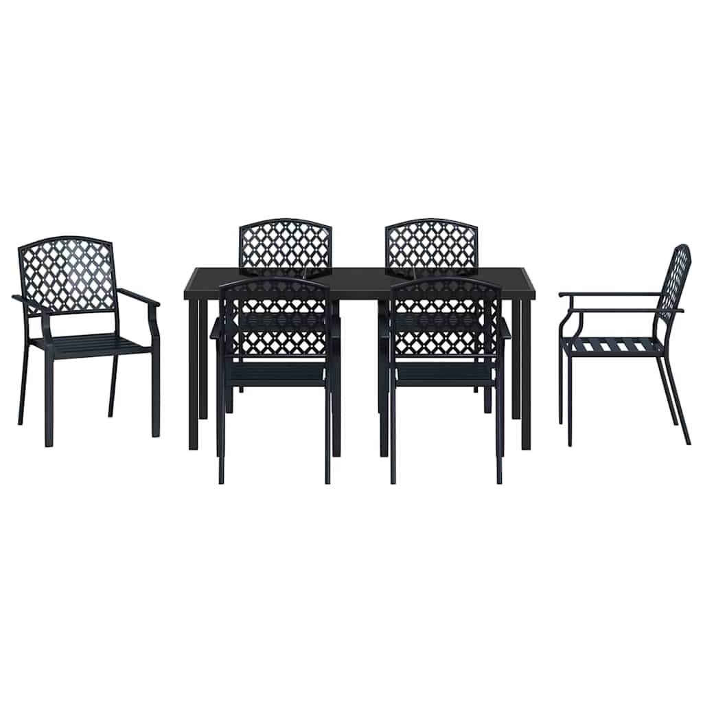 Vrtni set za objed 7 pcs Antracit Čelik s prahom premazan
