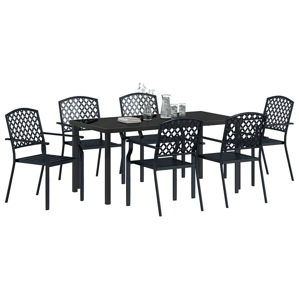 Vrtni set za objed 7 pcs Antracit Čelik s prahom premazan
