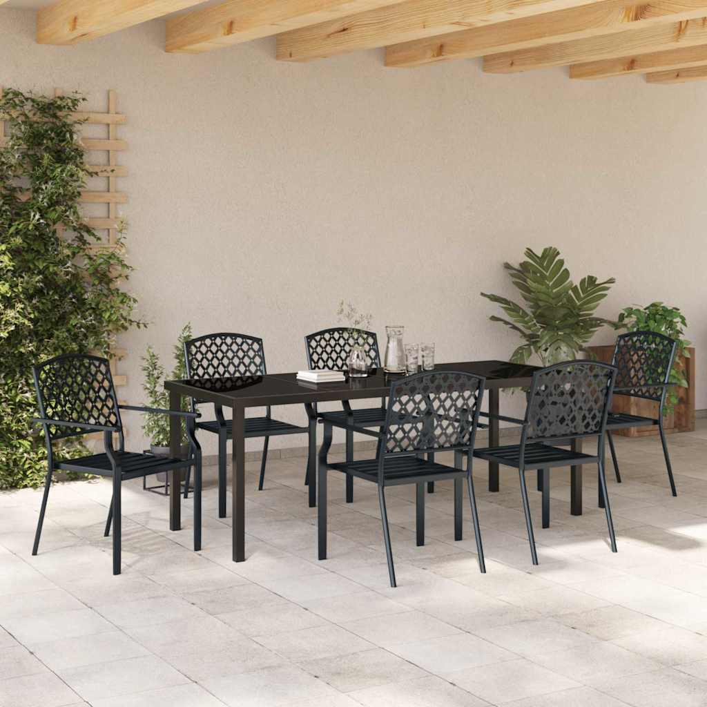 Vrtni set za objed 7 pcs Antracit Čelik s prahom premazan
