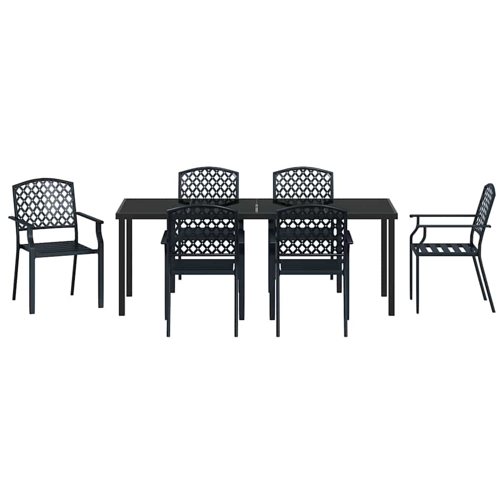 Vrtni set za objed 7 pcs Antracit Čelik s prahom premazan