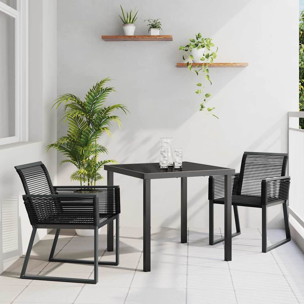 Vrtni set za objed 3 pcs Crna Čelik s prahom premazan