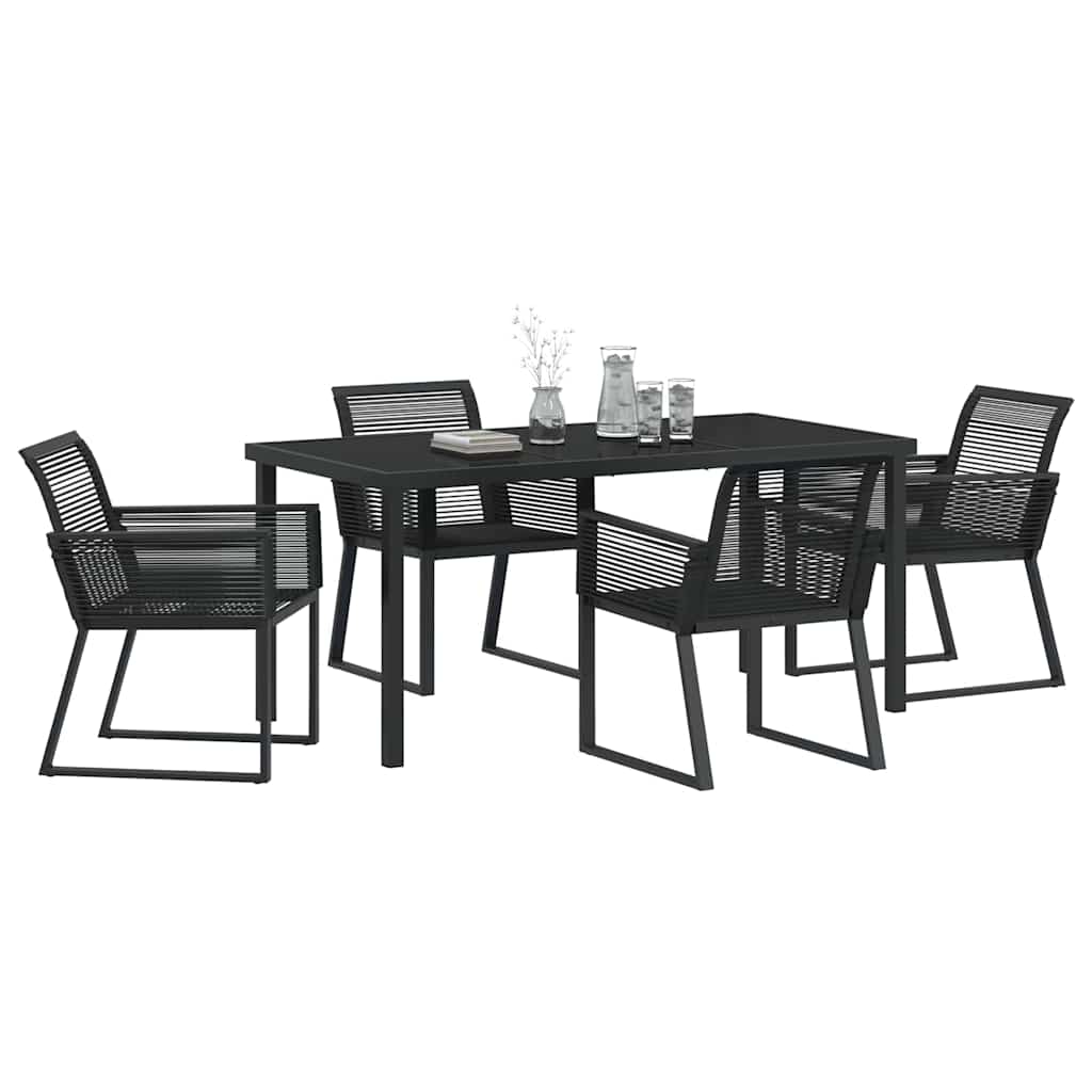 Vrtni set za objed 5 pcs Crna Čelik s prahom premazan