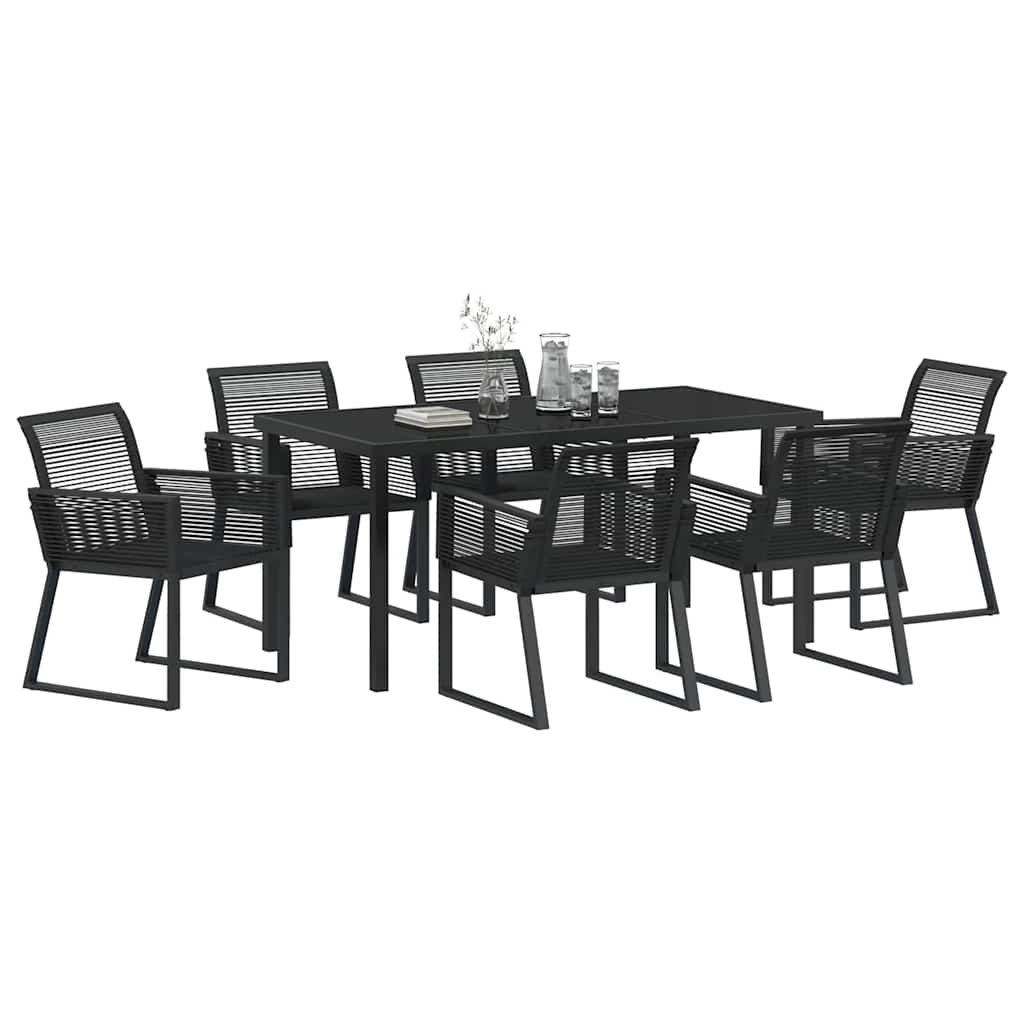 Vrtni set za objed 7 pcs Crna Čelik s prahom premazan