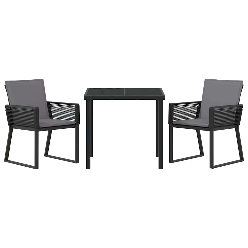 Vrtni set za objed 3 pcs Crna Čelik s prahom premazan