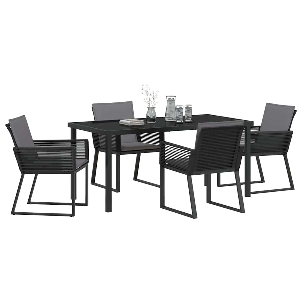 Vrtni set za objed 5 pcs Crna Čelik s prahom premazan