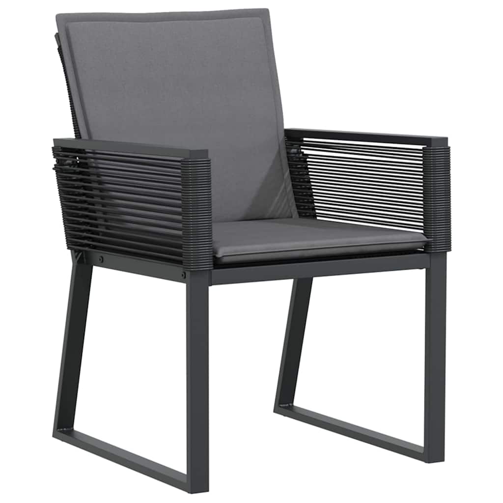 Vrtni set za objed 7 pcs Crna Čelik s prahom premazan