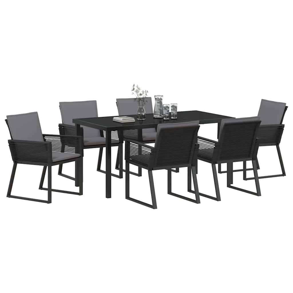 Vrtni set za objed 7 pcs Crna Čelik s prahom premazan