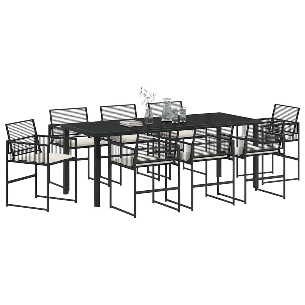 Vrtni set za objed 9 pcs Crna poliratan