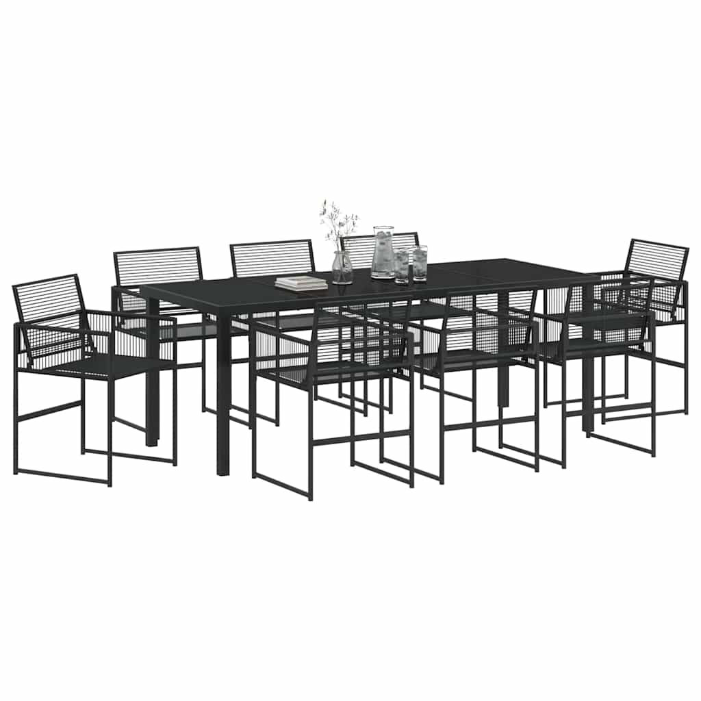 Vrtni set za objed 9 pcs Crna poliratan
