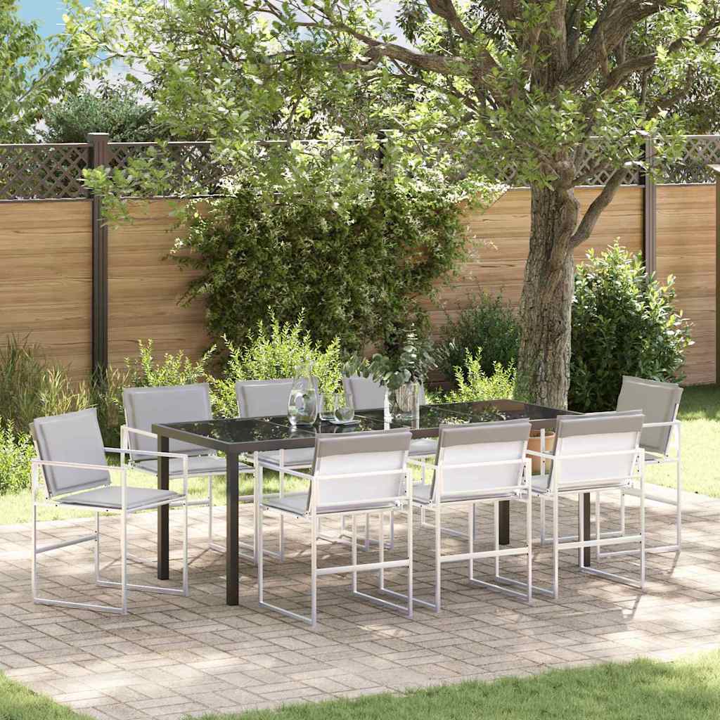 Vrtni set za objed 9 pcs Bijela 200 x 80 x 73 cm