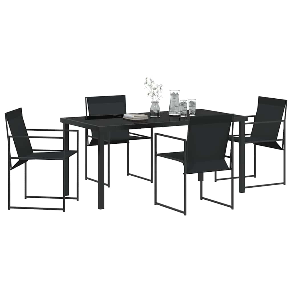Vrtni set za objed 5 pcs Crna Textilene i čelik