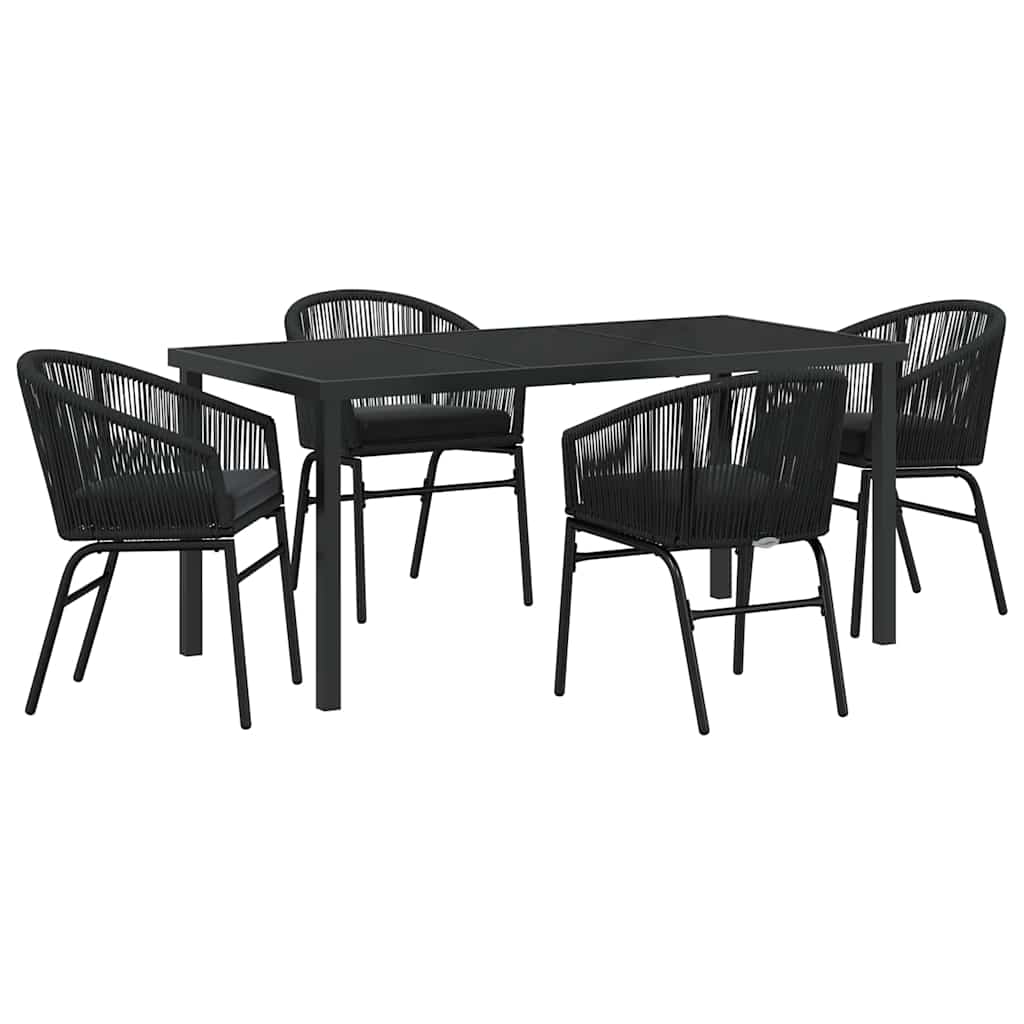 Vrtni set za objed 5 pcs Crna Čelik s prahom premazan