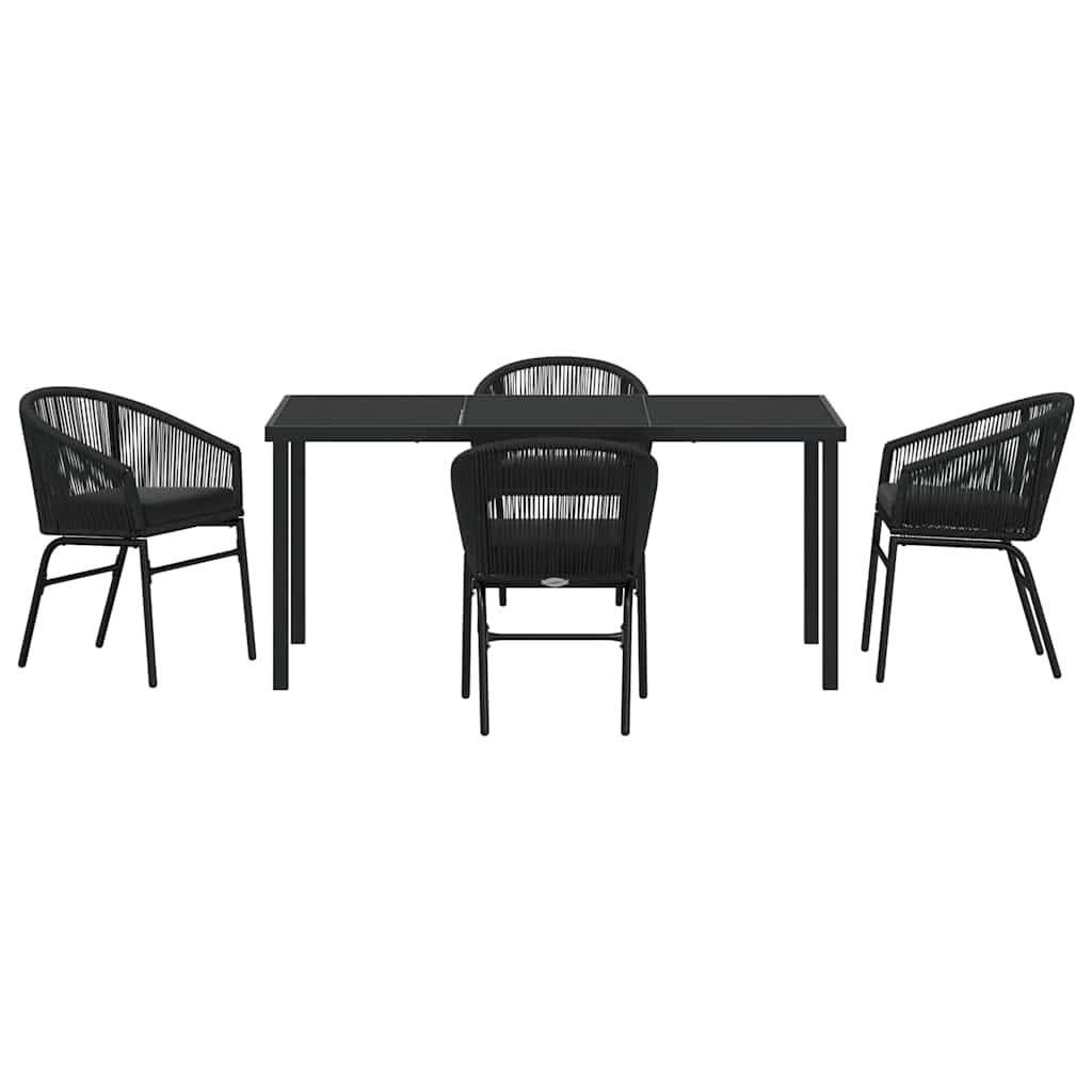 Vrtni set za objed 5 pcs Crna Čelik s prahom premazan