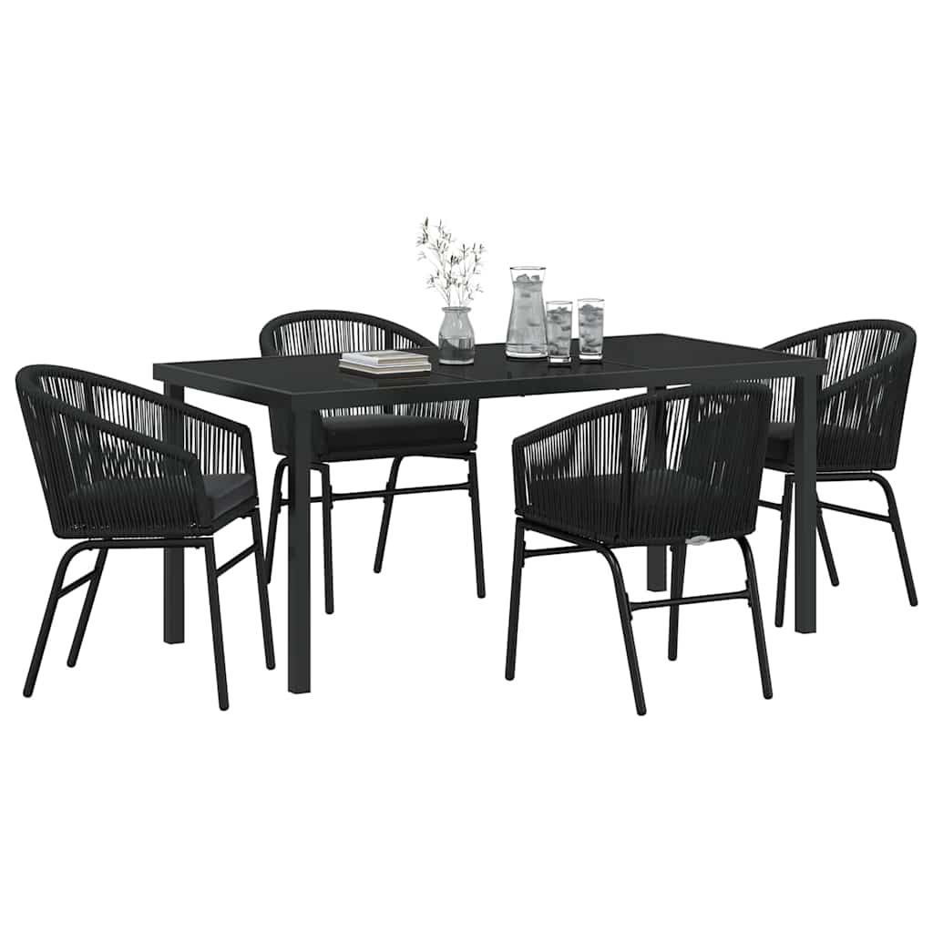 Vrtni set za objed 5 pcs Crna Čelik s prahom premazan