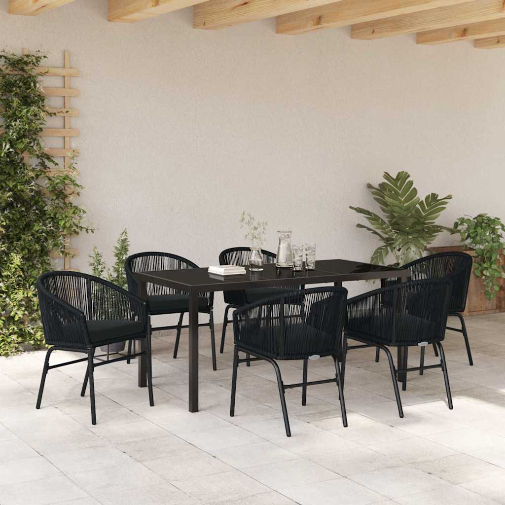Vrtni set za objed 7 pcs Crna Čelik s prahom premazan