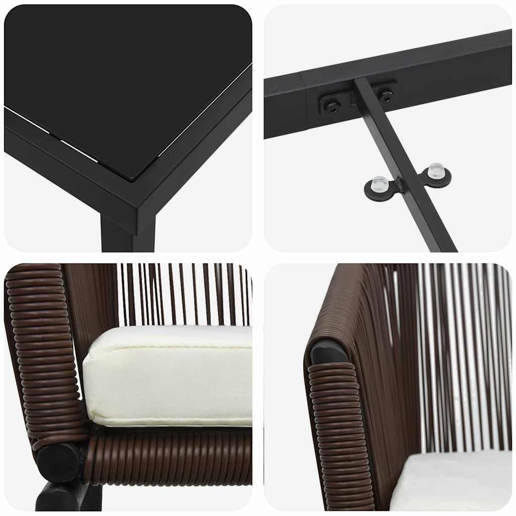 Vrtni set za objed 7 pcs Smeđa Čelik s prahom premazan