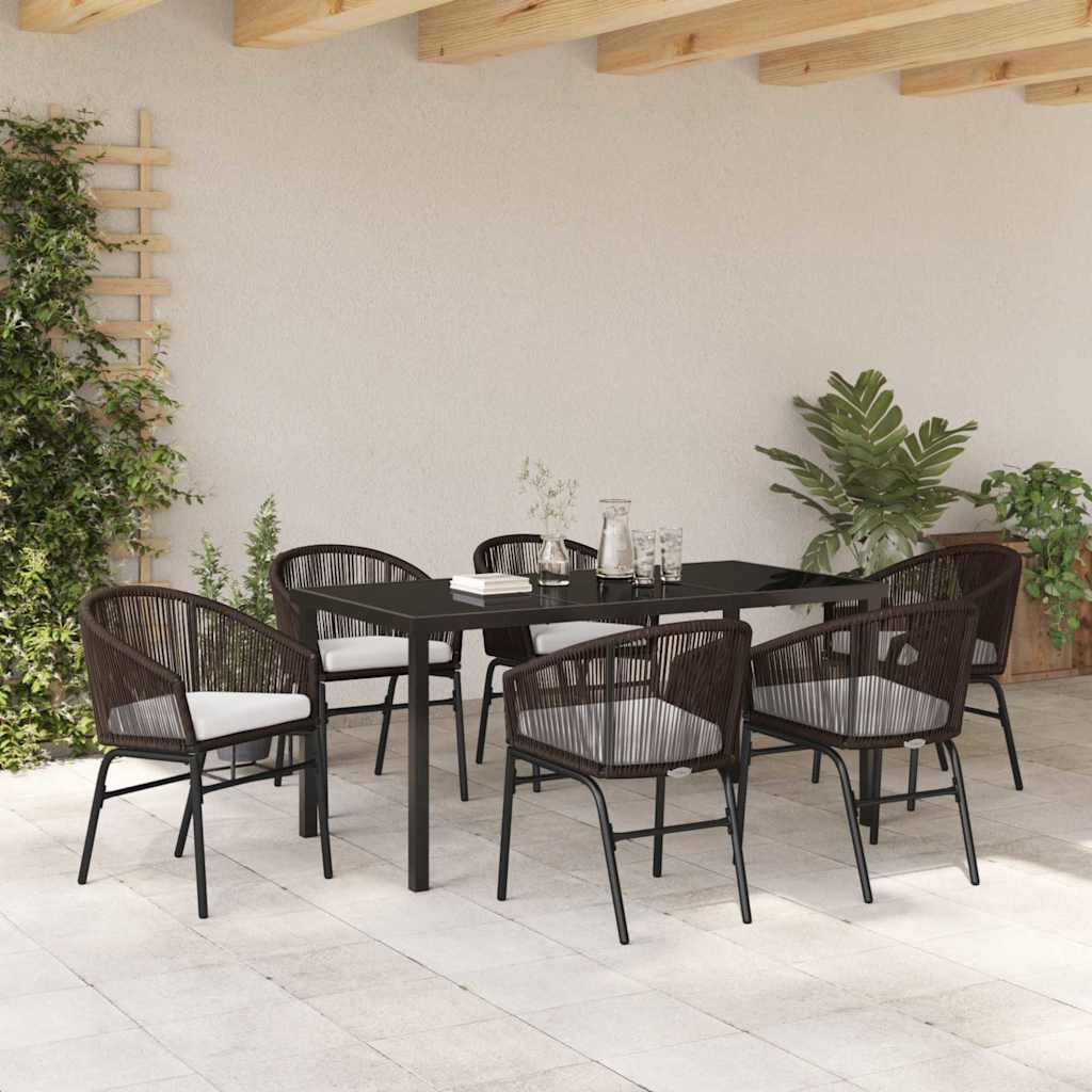 Vrtni set za objed 7 pcs Smeđa Čelik s prahom premazan