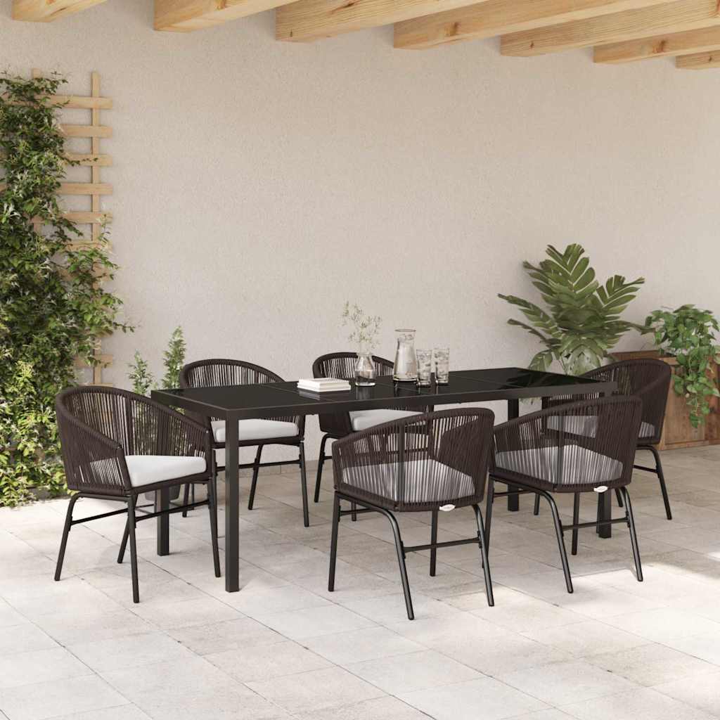 Vrtni set za objed 7 pcs Smeđa Čelik s prahom premazan