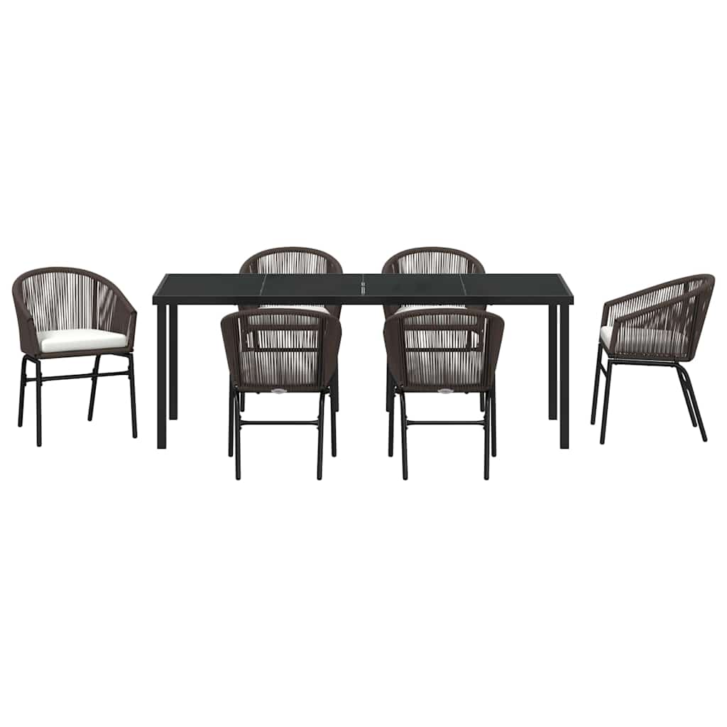 Vrtni set za objed 7 pcs Smeđa Čelik s prahom premazan