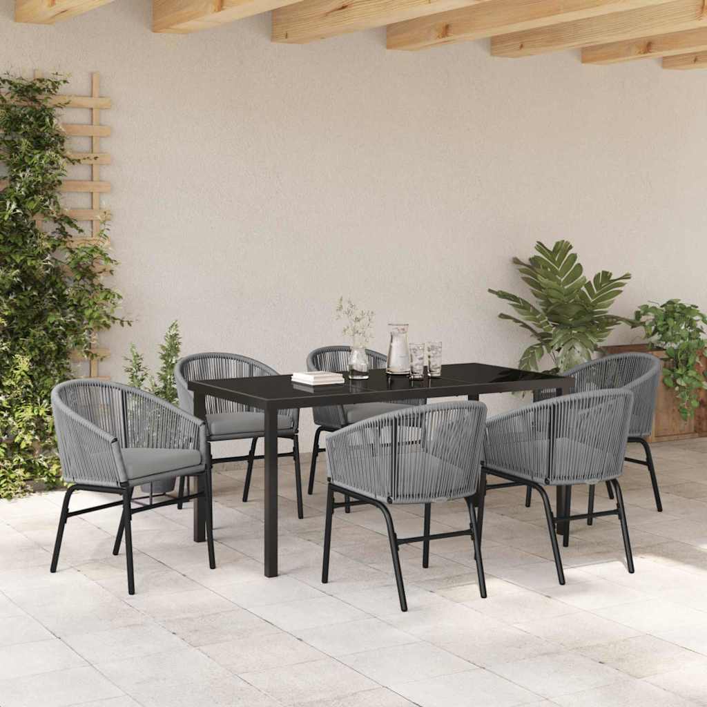Vrtni set za objed 7 pcs Antracit Čelik s prahom premazan