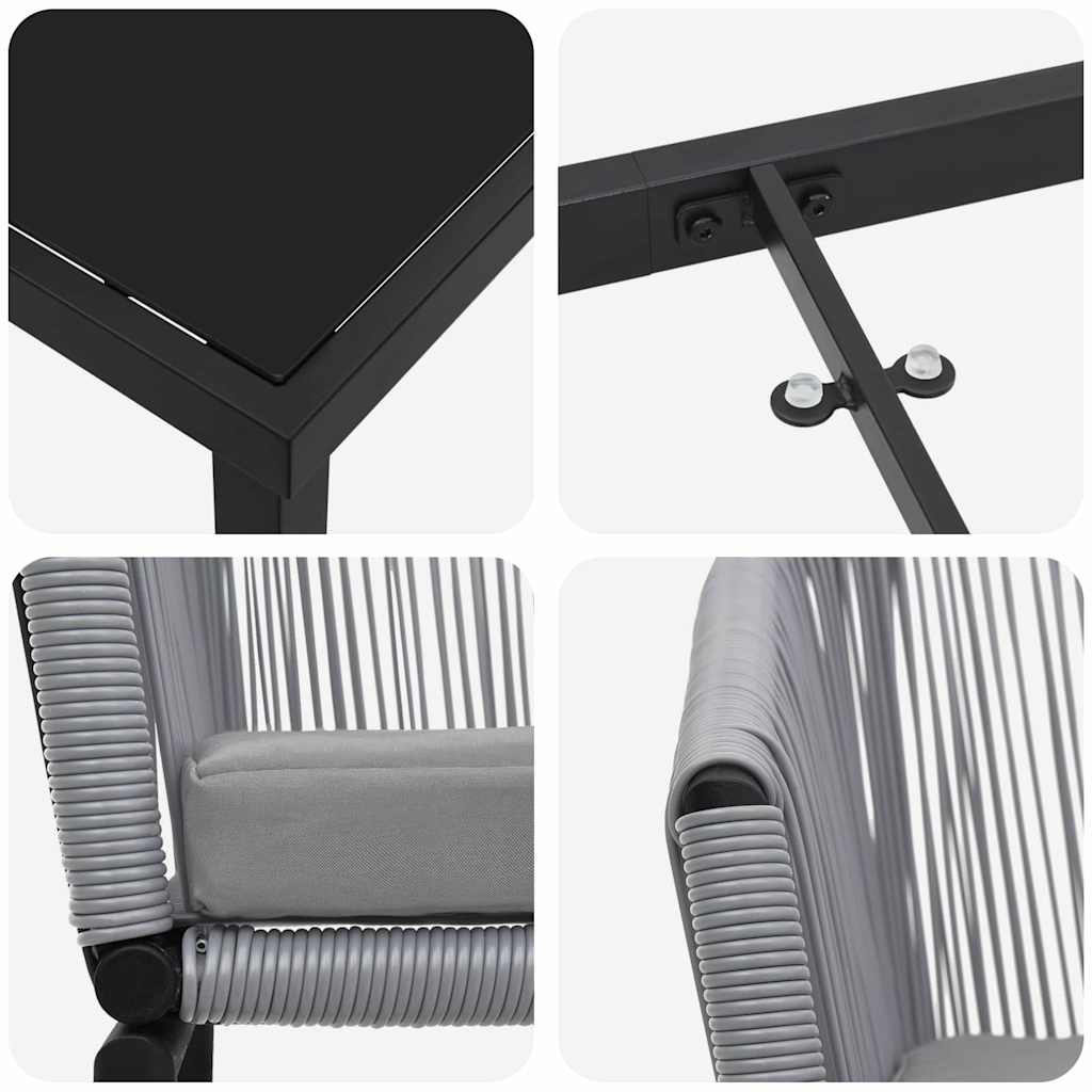Vrtni set za objed 9 pcs Antracit Čelik s prahom premazan