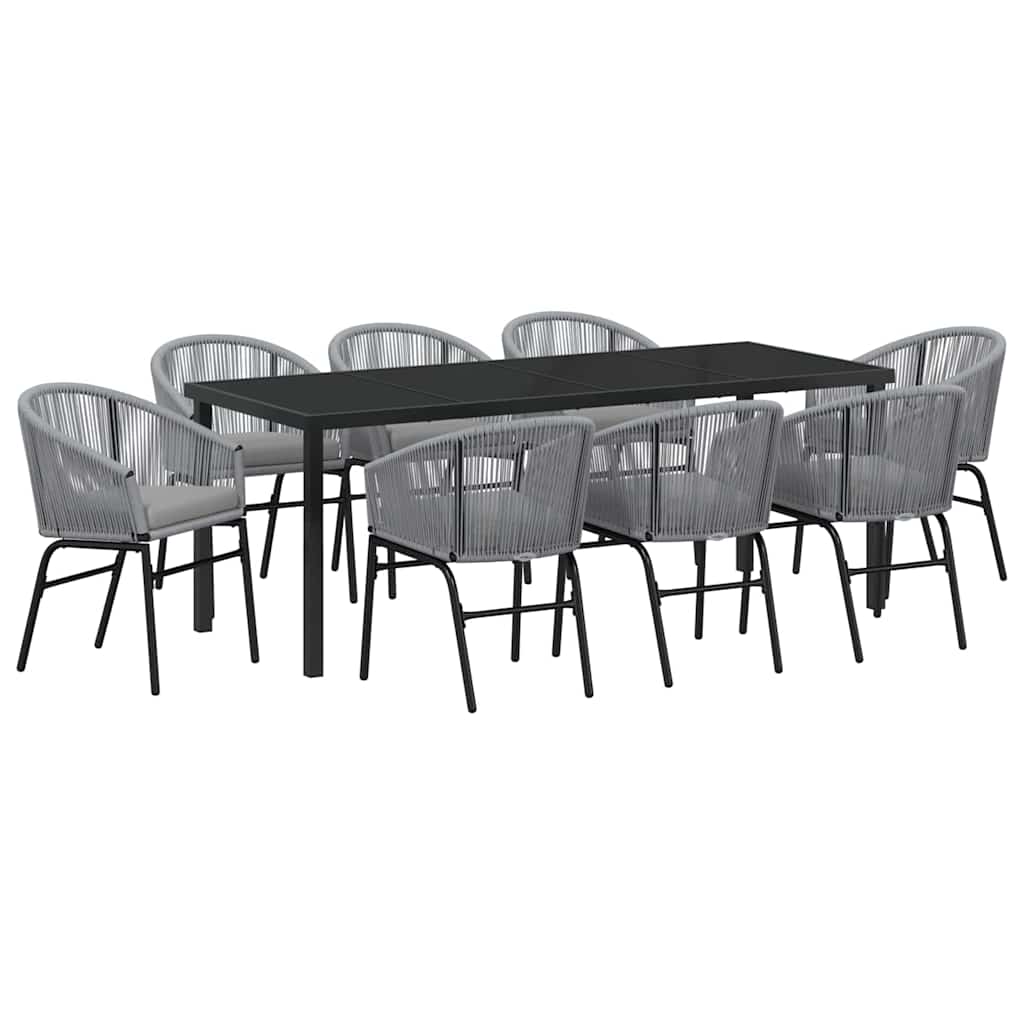 Vrtni set za objed 9 pcs Antracit Čelik s prahom premazan
