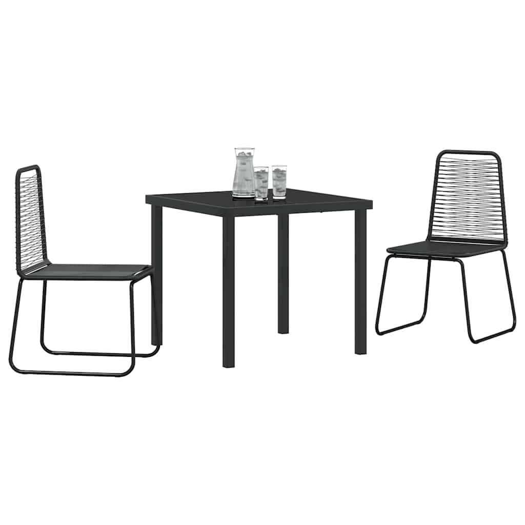 Vrtni set za objed 3 pcs Crna Čelik s prahom premazan
