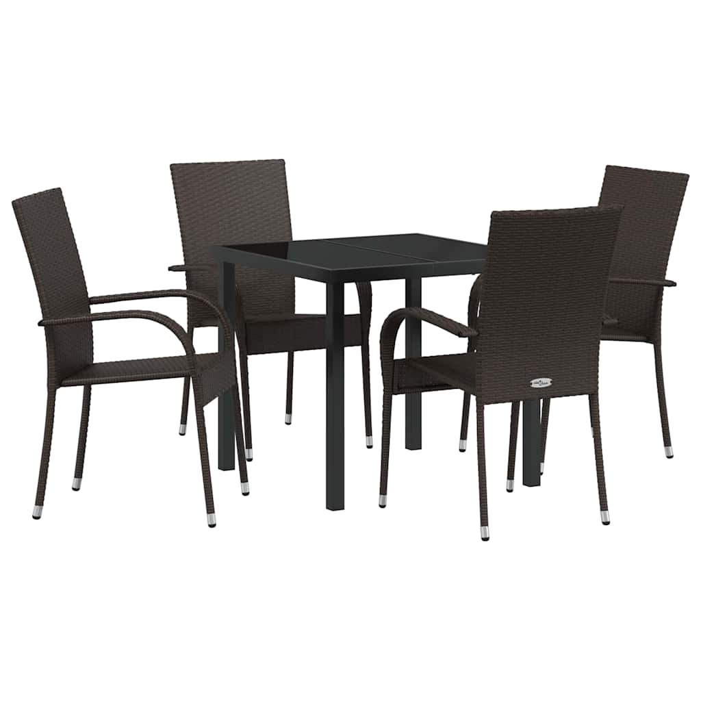 Vrtni set za objed 5 pcs Smeđa Čelik s prahom premazan