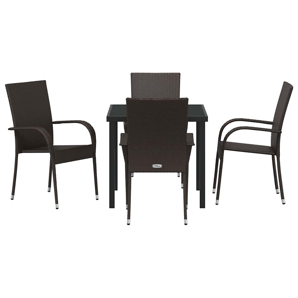 Vrtni set za objed 5 pcs Smeđa Čelik s prahom premazan