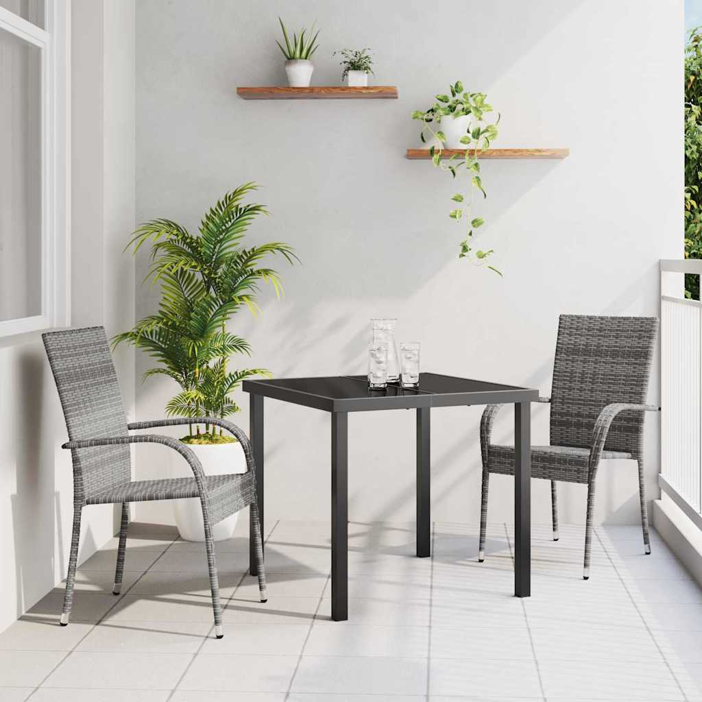 Vrtni set za objed 3 pcs Siva Čelik s prahom premazan