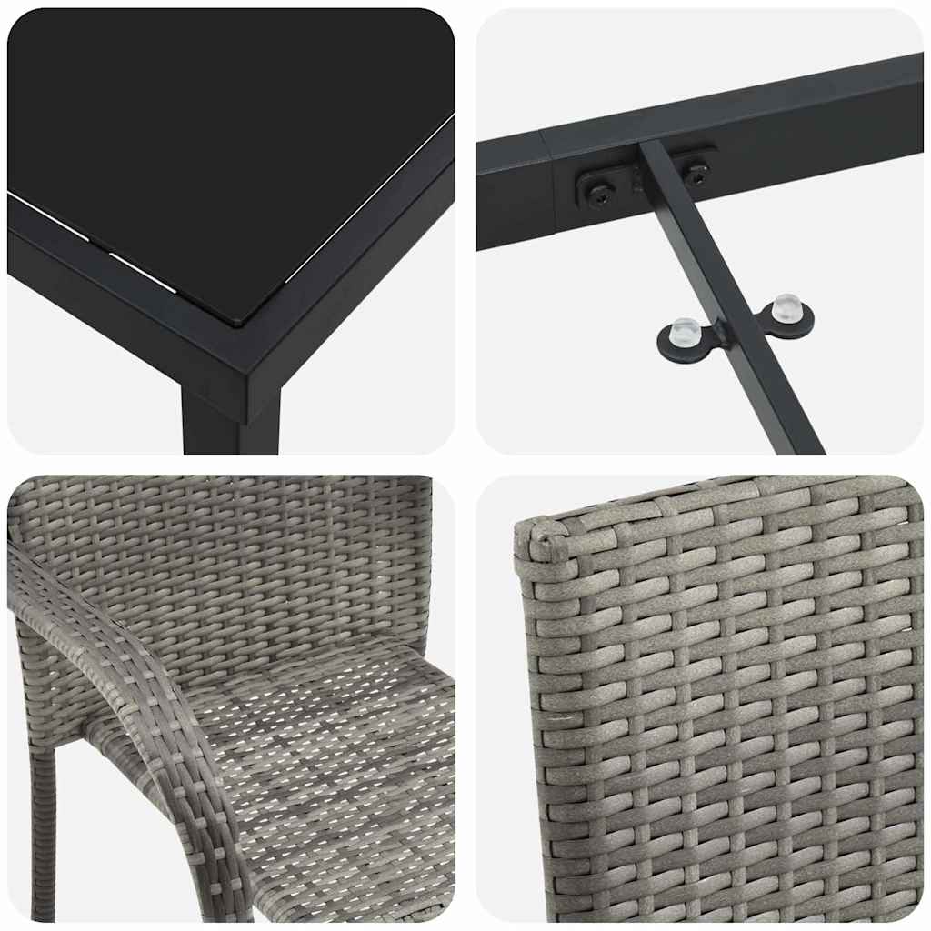 Vrtni set za objed 7 pcs Siva Čelik s prahom premazan