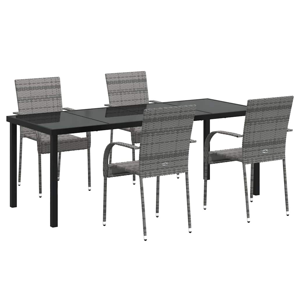 Vrtni set za objed 5 pcs Siva Čelik s prahom premazan