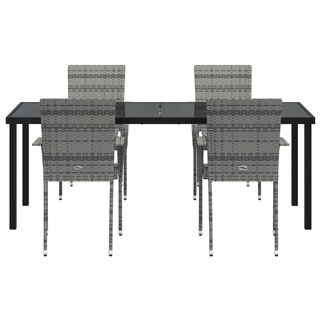 Vrtni set za objed 5 pcs Siva Čelik s prahom premazan