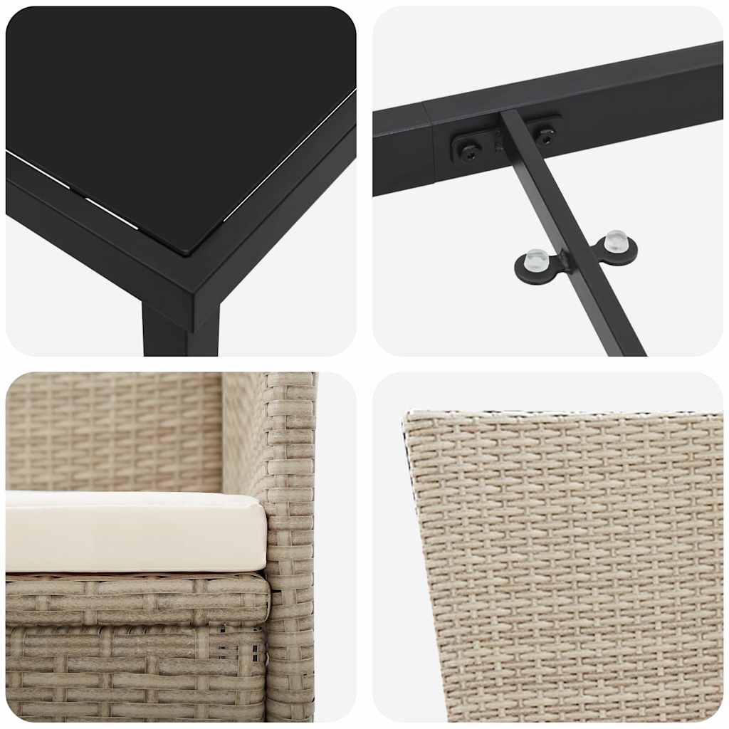 Vrtni set za objed s jastukom 3 pcs Bež poliratan