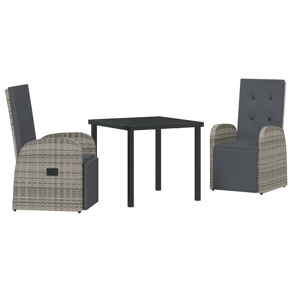 Vrtni set za objed s jastukom 3 pcs Siva poliratan