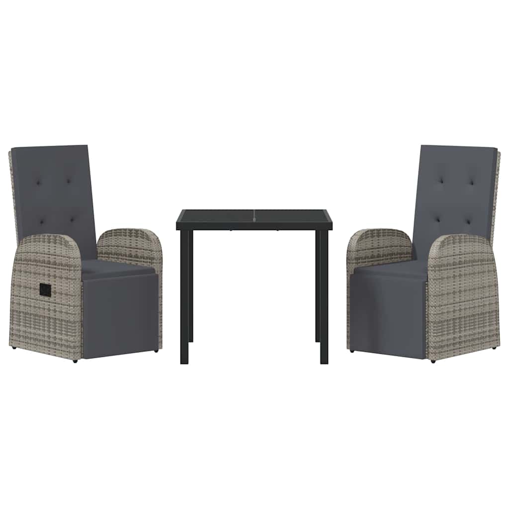 Vrtni set za objed s jastukom 3 pcs Siva poliratan