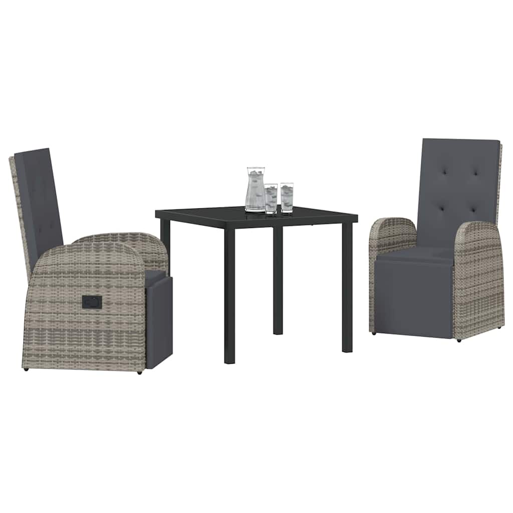 Vrtni set za objed s jastukom 3 pcs Siva poliratan