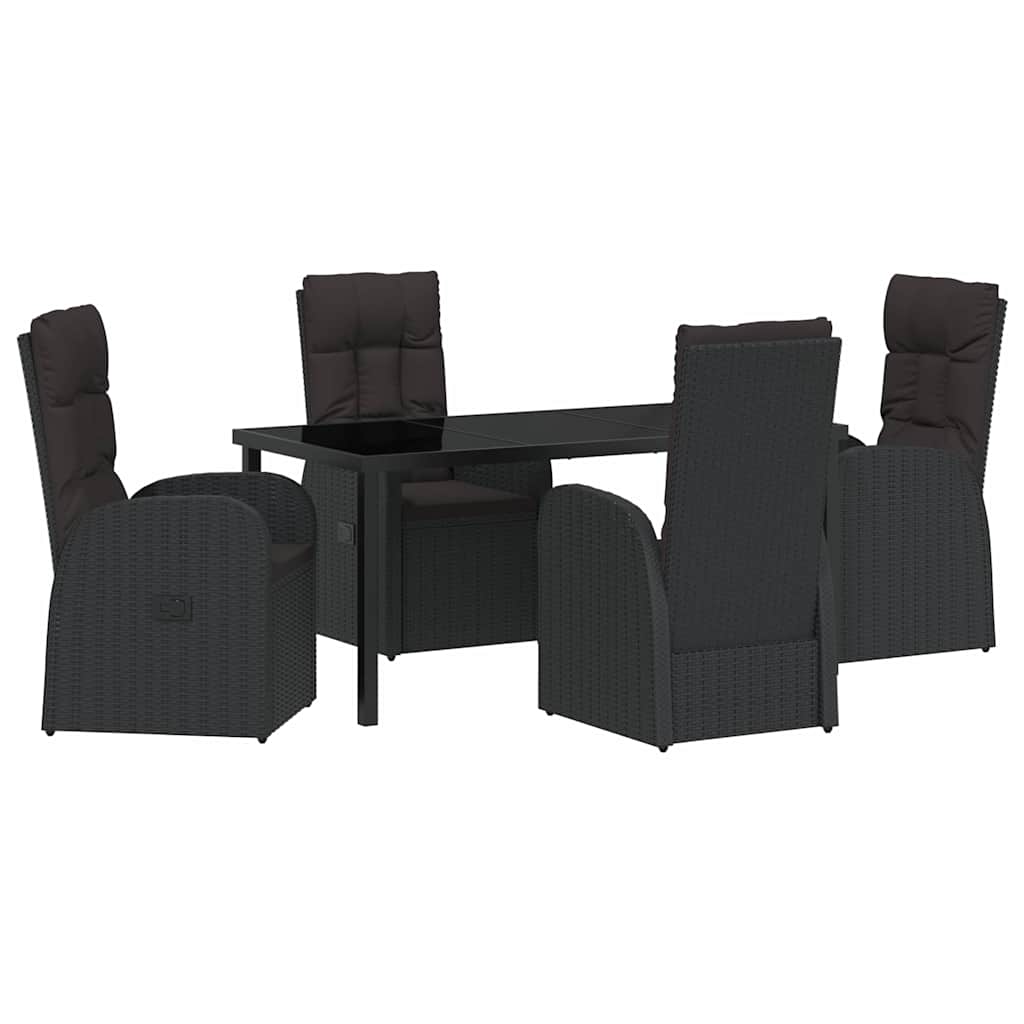 Vrtni set za objed s jastukom 5 pcs Crna poliratan