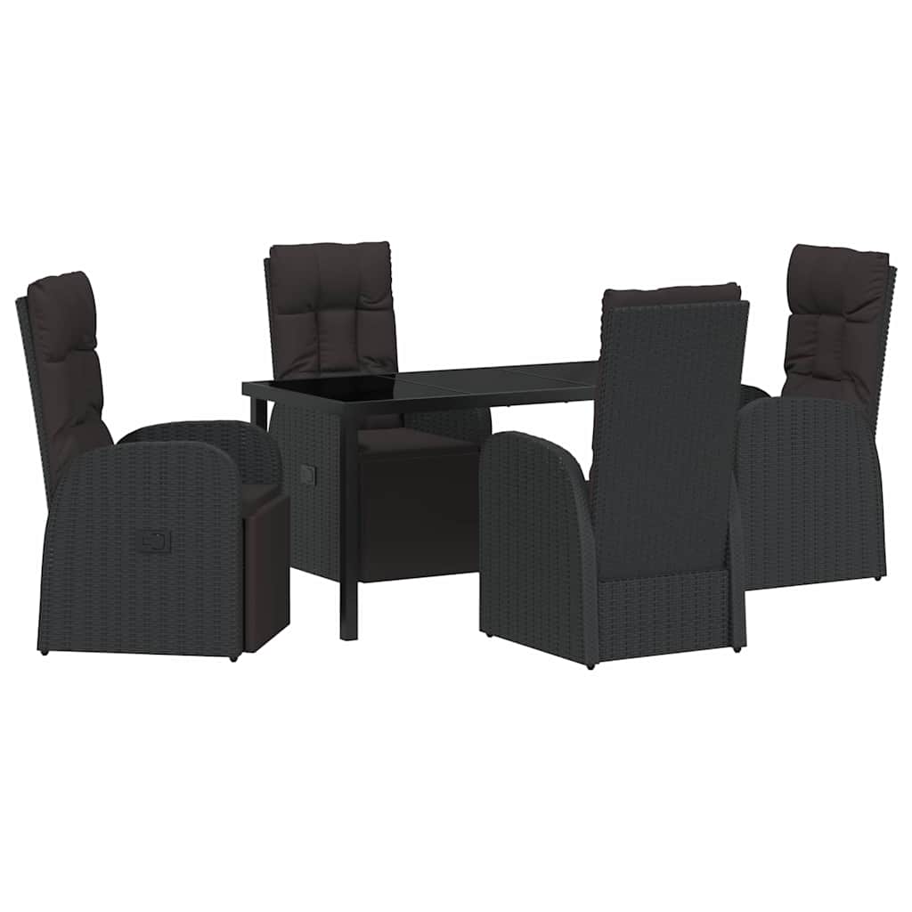 Vrtni set za objed s jastukom 5 pcs Crna poliratan