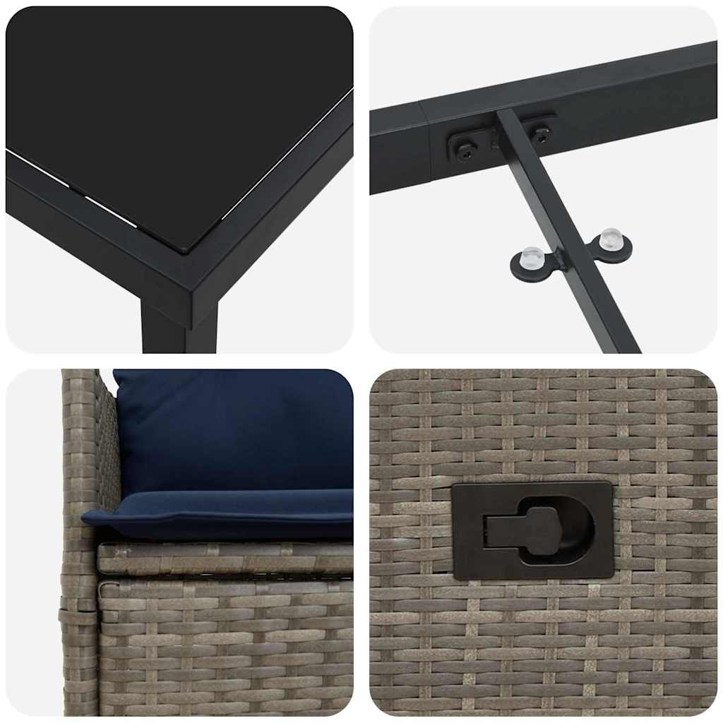 Set stola i stolica s jastukom 7 pcs Siva PE ratan