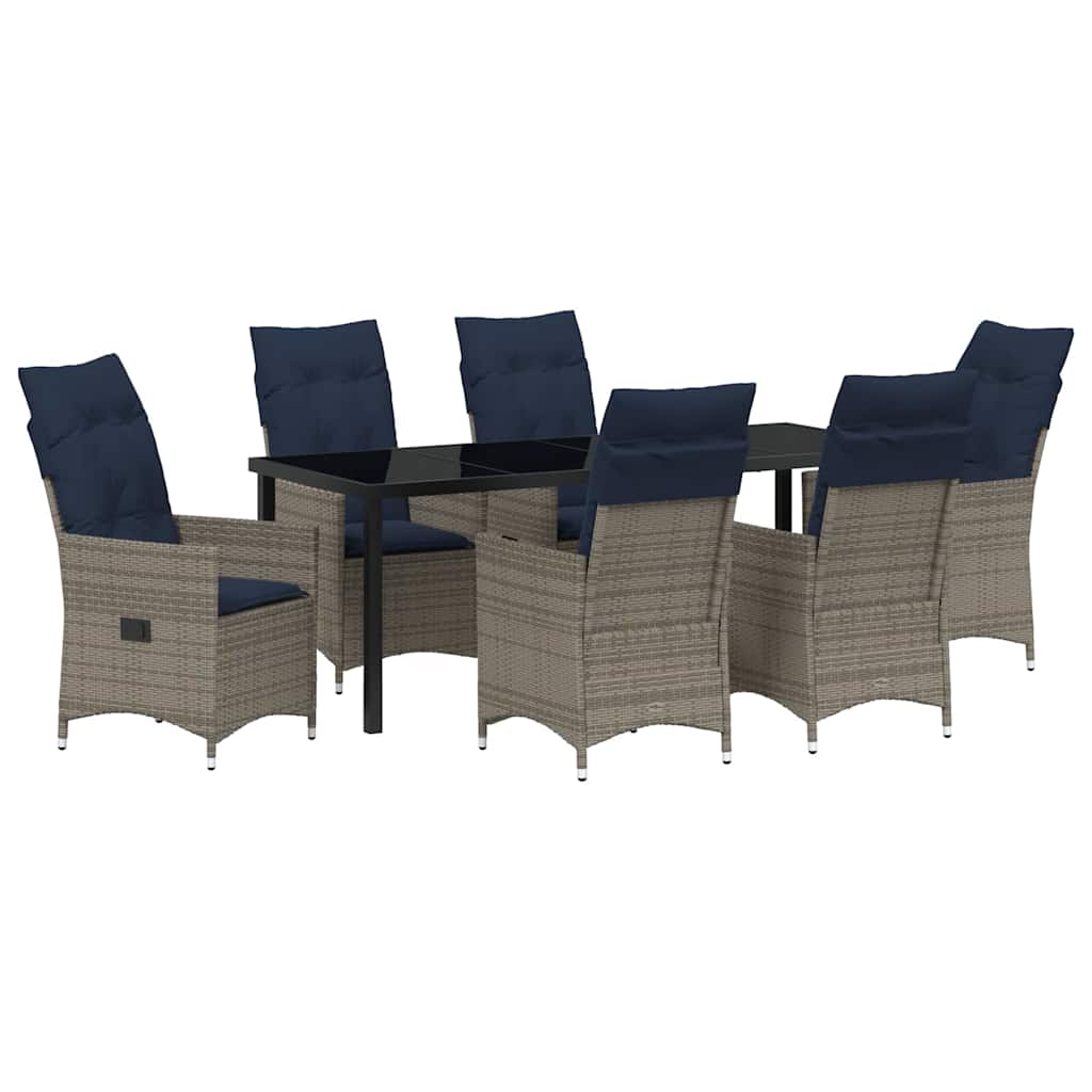 Set stola i stolica s jastukom 7 pcs Siva PE ratan