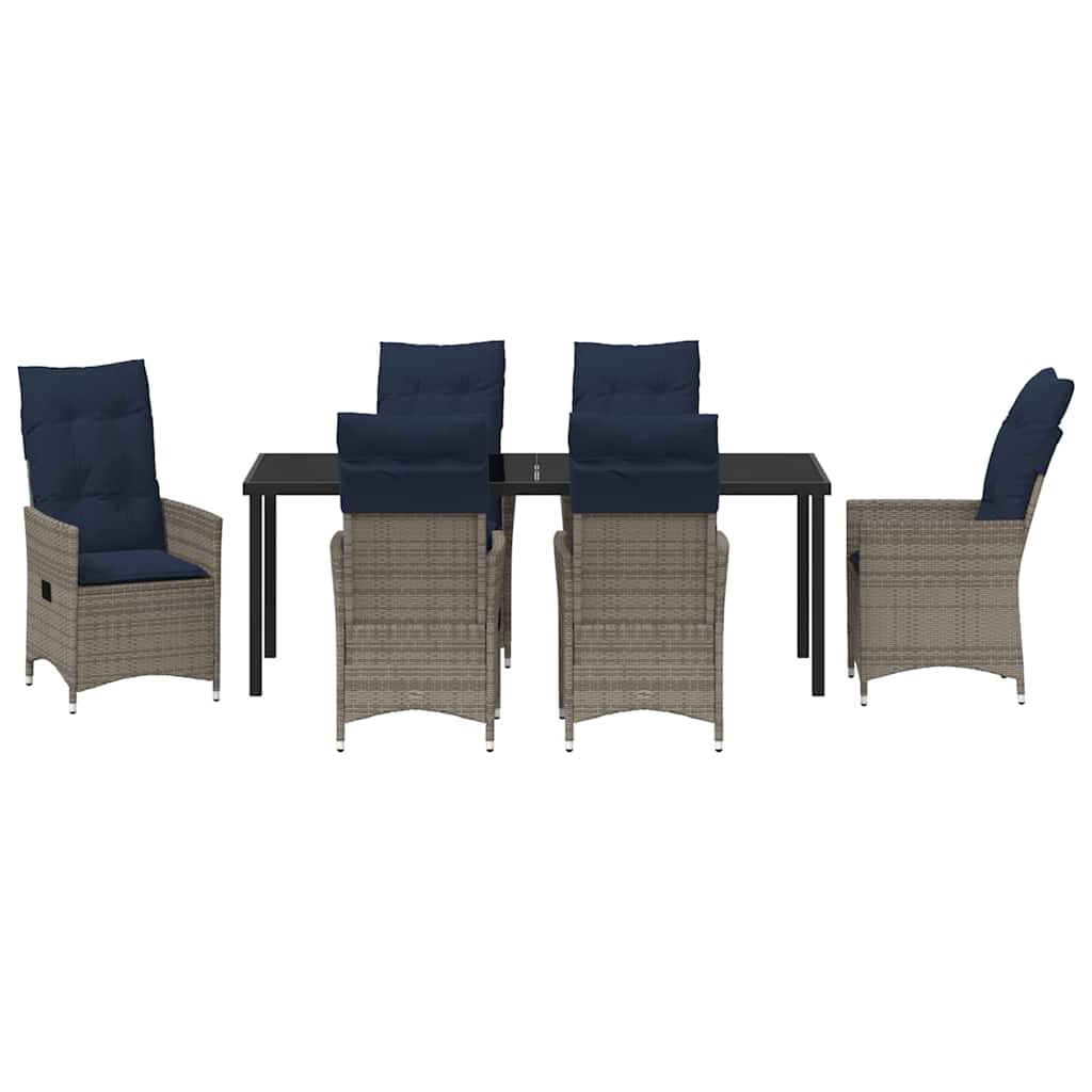 Set stola i stolica s jastukom 7 pcs Siva PE ratan