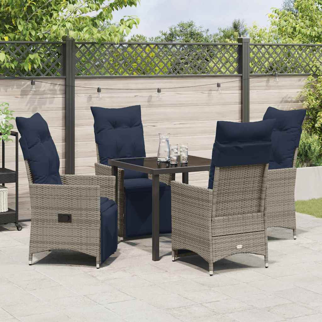 Set stola i stolica s jastukom 5 pcs Siva PE ratan