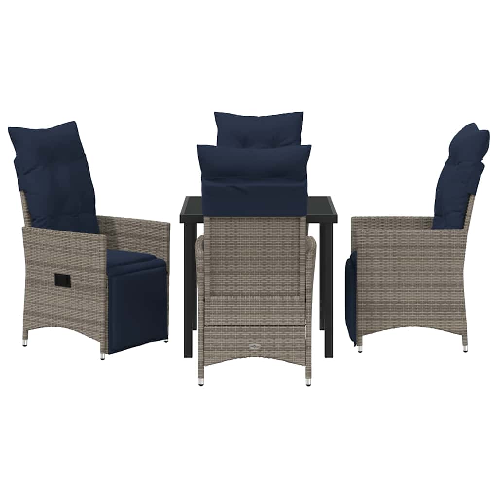 Set stola i stolica s jastukom 5 pcs Siva PE ratan
