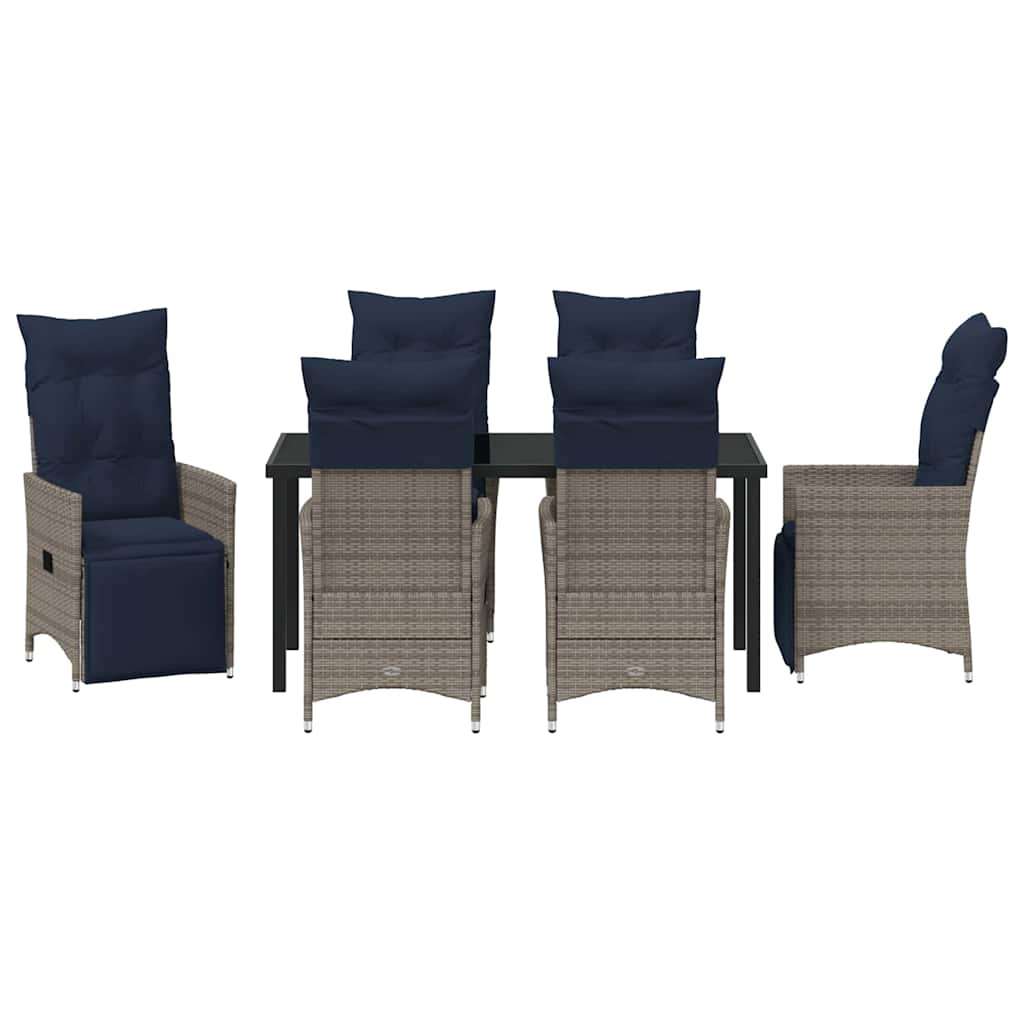 Set stola i stolica s jastukom 7 pcs Siva PE ratan