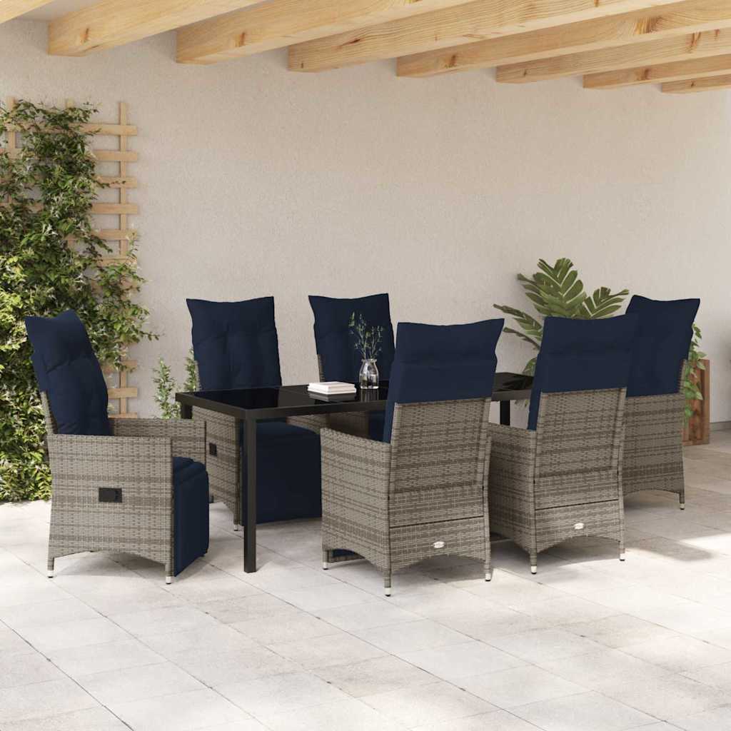 Set stola i stolica s jastukom 7 pcs Siva PE ratan