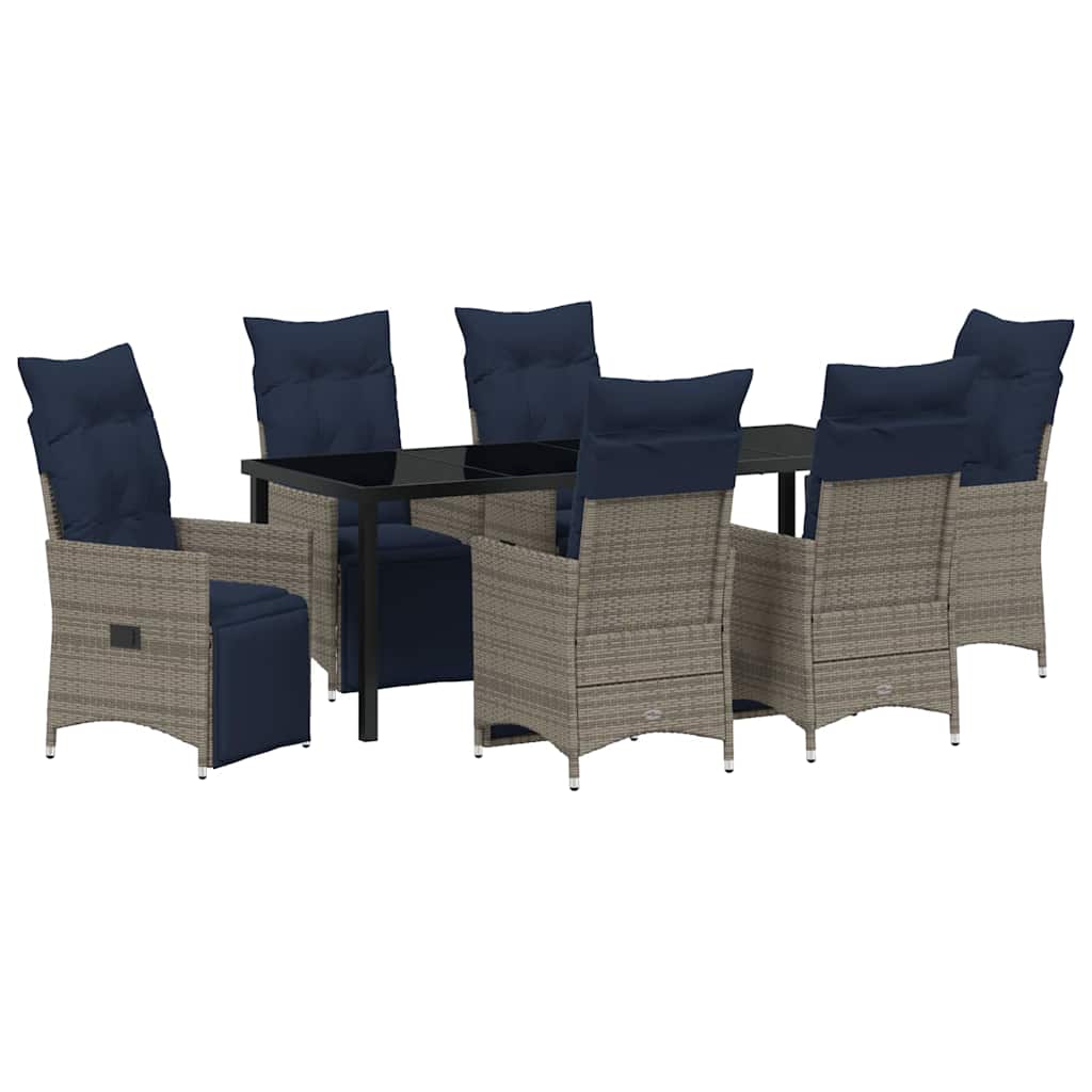 Set stola i stolica s jastukom 7 pcs Siva PE ratan