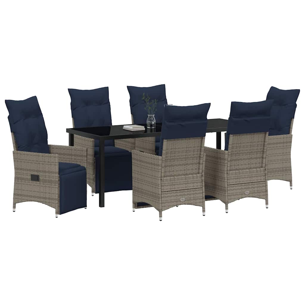 Set stola i stolica s jastukom 7 pcs Siva PE ratan